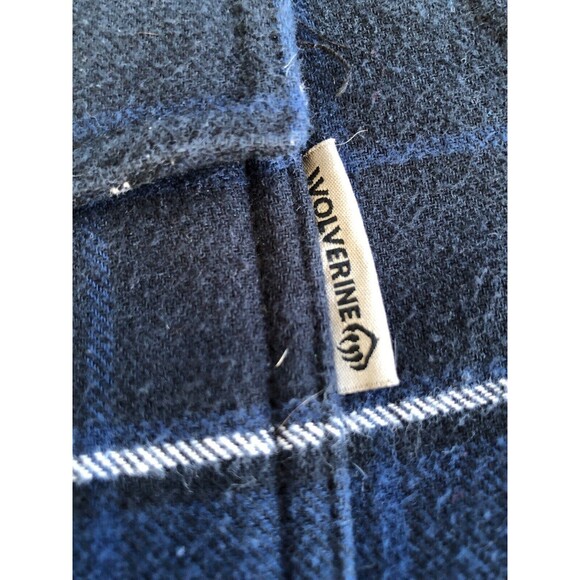 Wolverine DISTRESSED Hoodie XL Plaid Blue Snap Close Long Sleeve Workwear - Picture 9 of 11